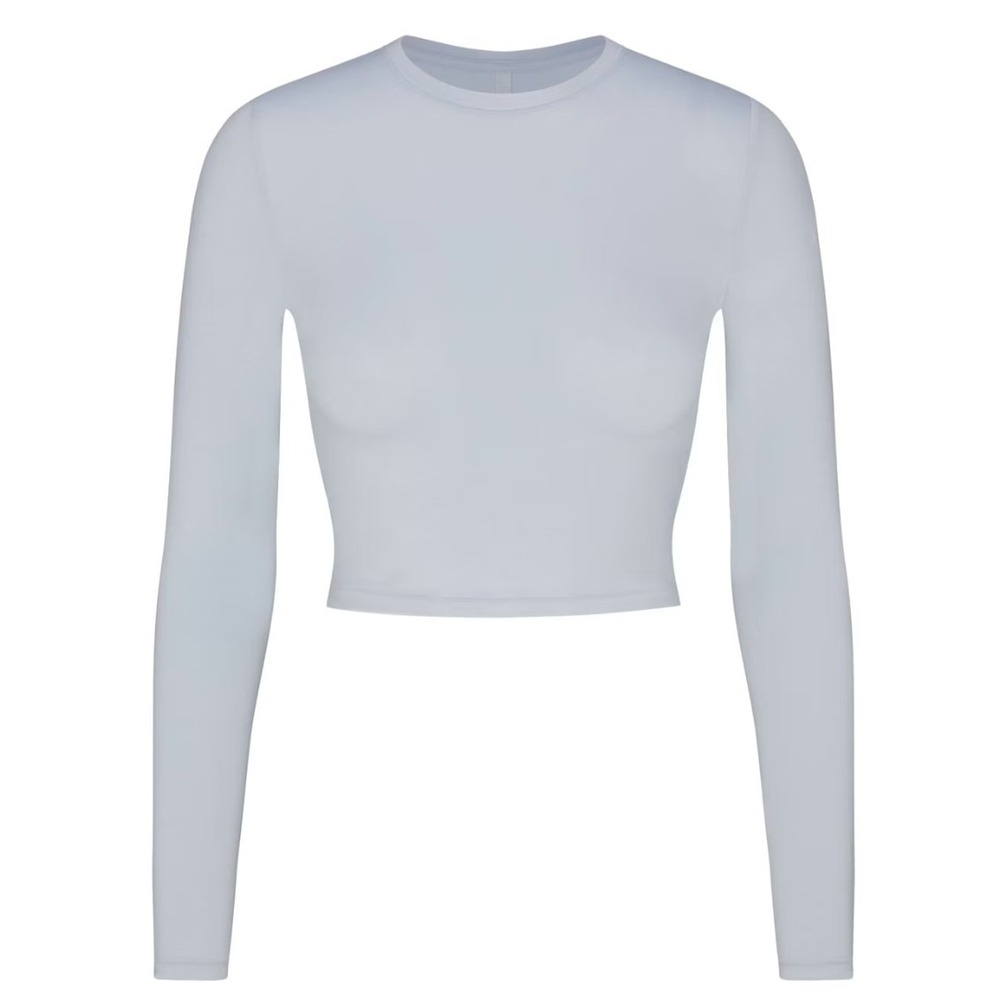 Skims Sleep Super Cropped Long Sleeve TP-LST-5739W Zen Blue Small